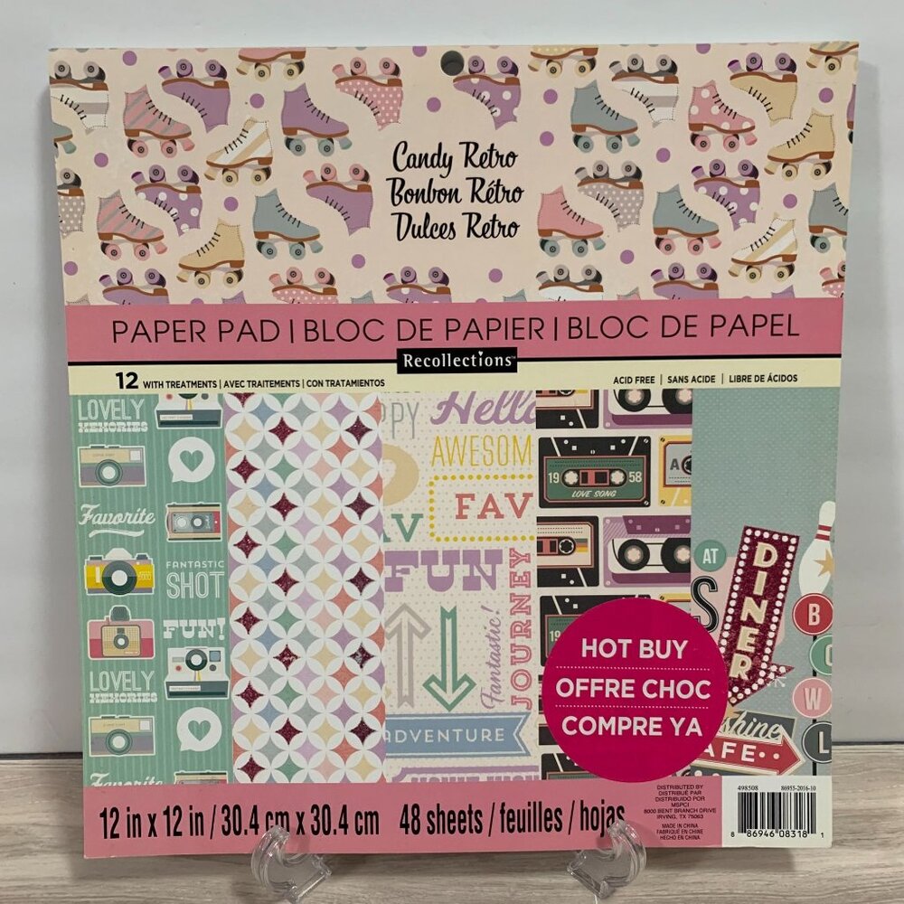 Recollections "Candy Retro" 12x12 Paperpad 48 Sheets Diner Cardstock Papercrafts